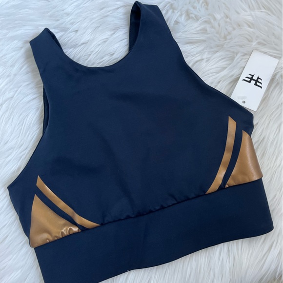 Heroine Sport Navy & Gold Sports Bra Athletic Top - Picture 2 of 6